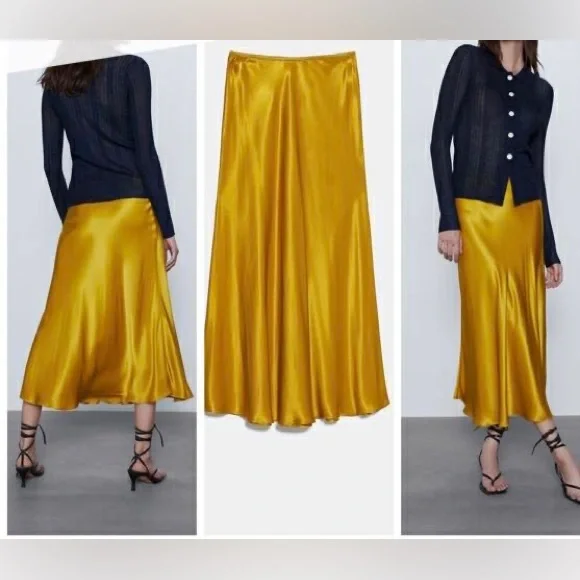 Mustard yellow skirt zara cheap